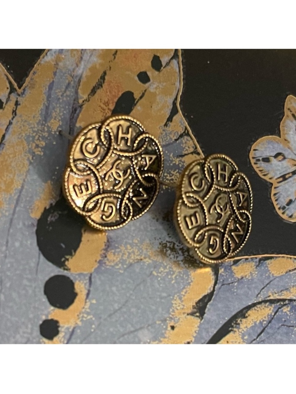 Button Earrings - Picture 2 of 3